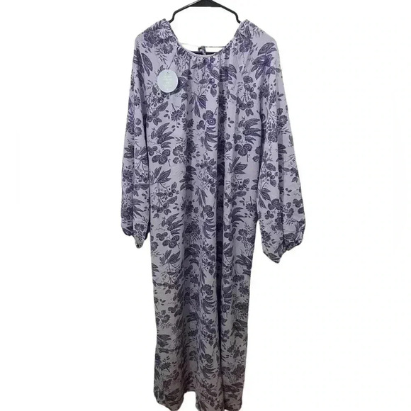 Hill House The Simone Dress Lilac Floral Size XL - Picture 2 of 6
